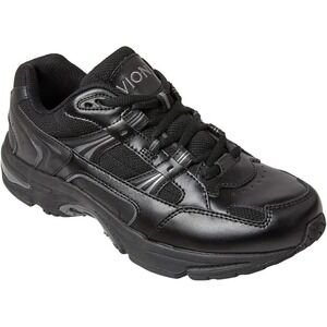 Vionic Walker Black Leather Walking Shoes Women 10 Athletic Sneakers Comfortable